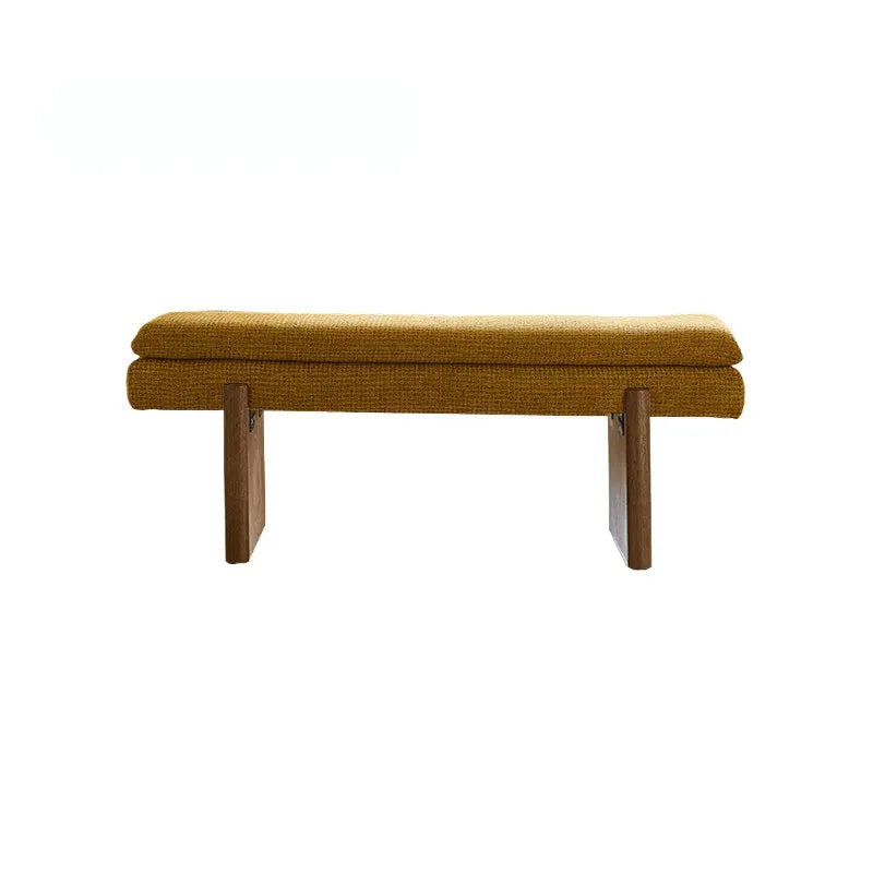French Vintage Solid Wood Fabric Bench with Tailored Cushion Layers