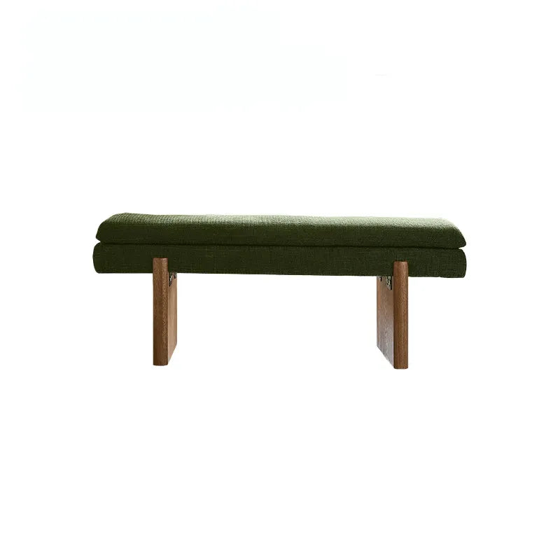 French Vintage Solid Wood Fabric Bench with Tailored Cushion Layers