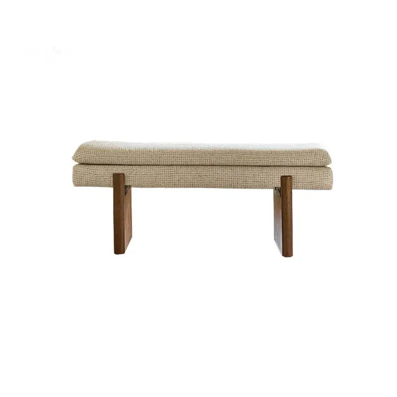 French Vintage Solid Wood Fabric Bench with Tailored Cushion Layers