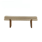 French Vintage Solid Wood Fabric Bench with Tailored Cushion Layers
