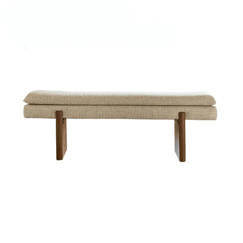 French Vintage Solid Wood Fabric Bench with Tailored Cushion Layers