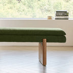 French Vintage Solid Wood Fabric Bench with Tailored Cushion Layers