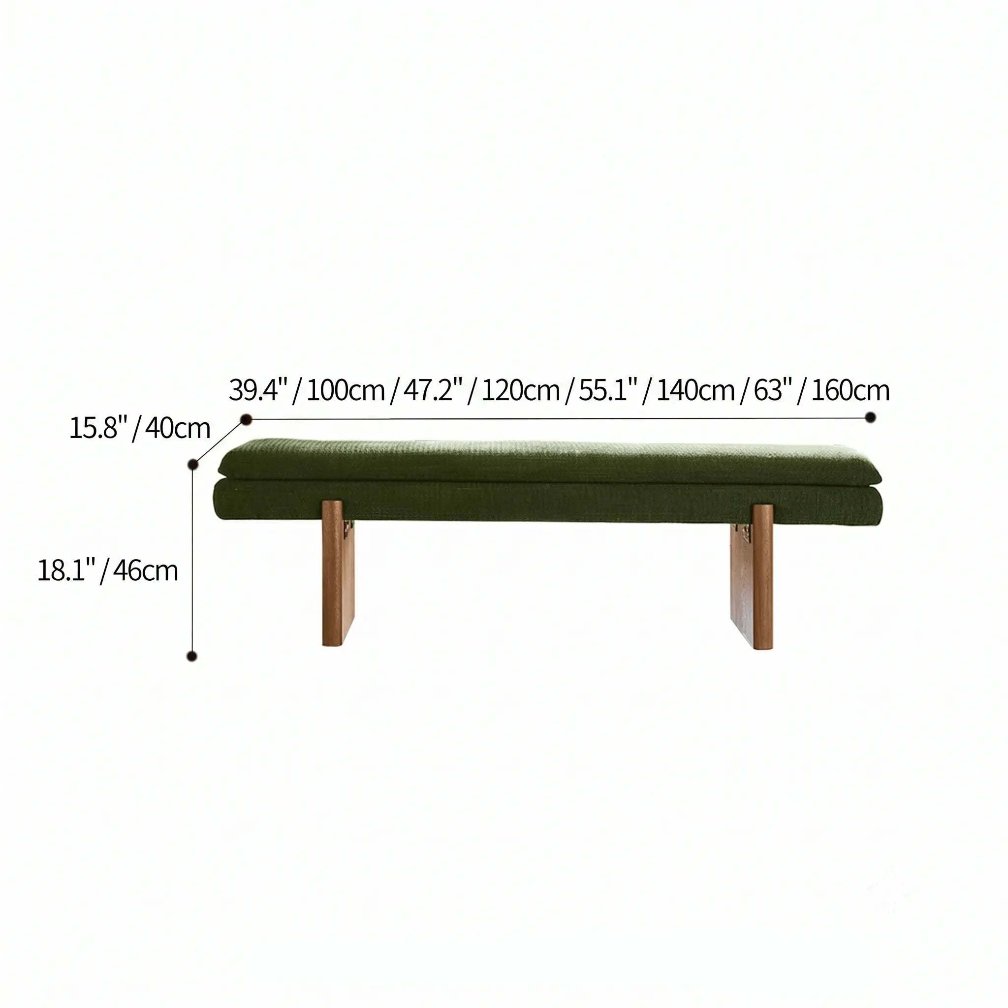 French Vintage Solid Wood Fabric Bench with Tailored Cushion Layers Dimensions