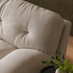 French Vintage Tufted Cloud Sofa With Deep Seat and Matte Textured Upholstery