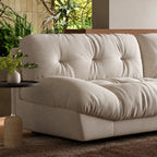 French Vintage Tufted Cloud Sofa With Deep Seat and Matte Textured Upholstery