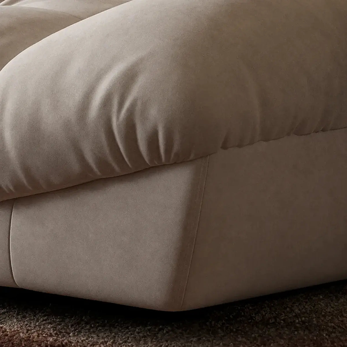 French Vintage Tufted Cloud Sofa With Deep Seat and Matte Textured Upholstery