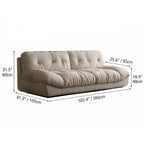 French Vintage Tufted Cloud Sofa With Deep Seat and Matte Textured Upholstery Dimensions