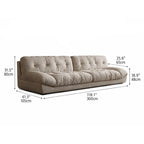 French Vintage Tufted Cloud Sofa With Deep Seat and Matte Textured Upholstery Dimensions