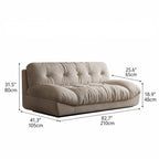 French Vintage Tufted Cloud Sofa With Deep Seat and Matte Textured Upholstery Dimensions