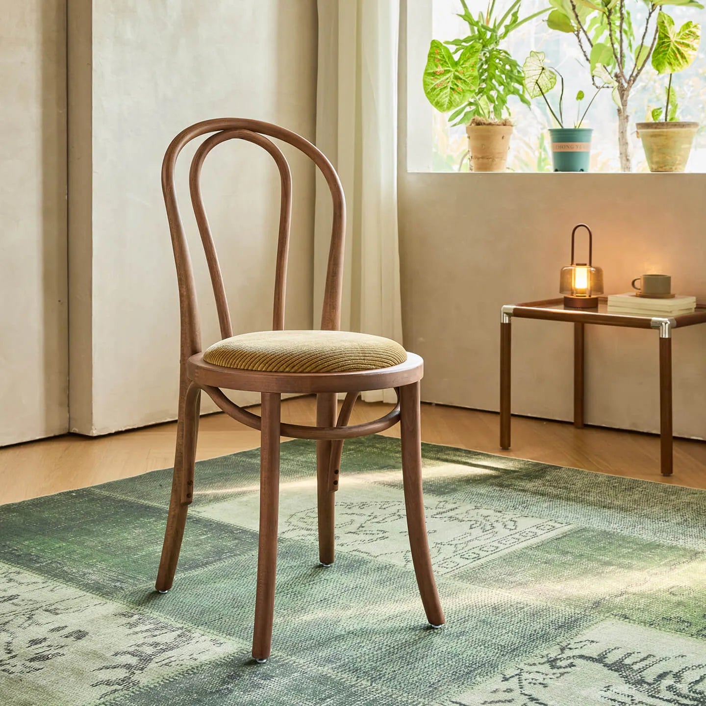 French Vintage Wood Dining Chair Series With Beech Frame and Double-Ring Back