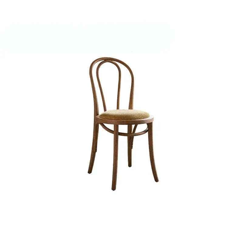 French Vintage Wood Dining Chair Series With Beech Frame and Double-Ring Back