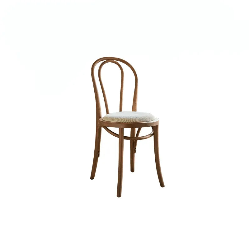 French Vintage Wood Dining Chair Series With Beech Frame and Double-Ring Back