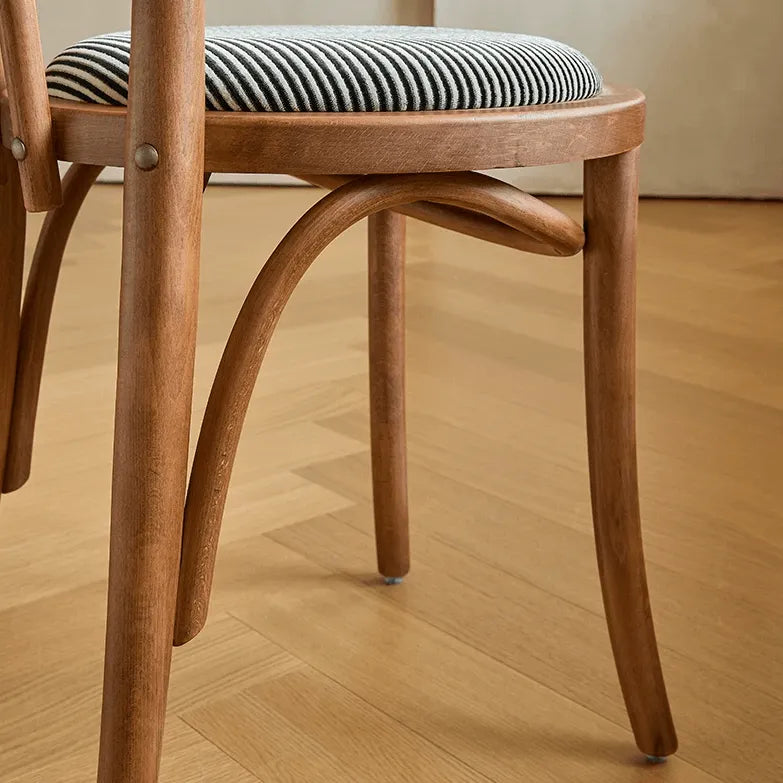 French Vintage Wood Dining Chair Series With Beech Frame and Double-Ring Back