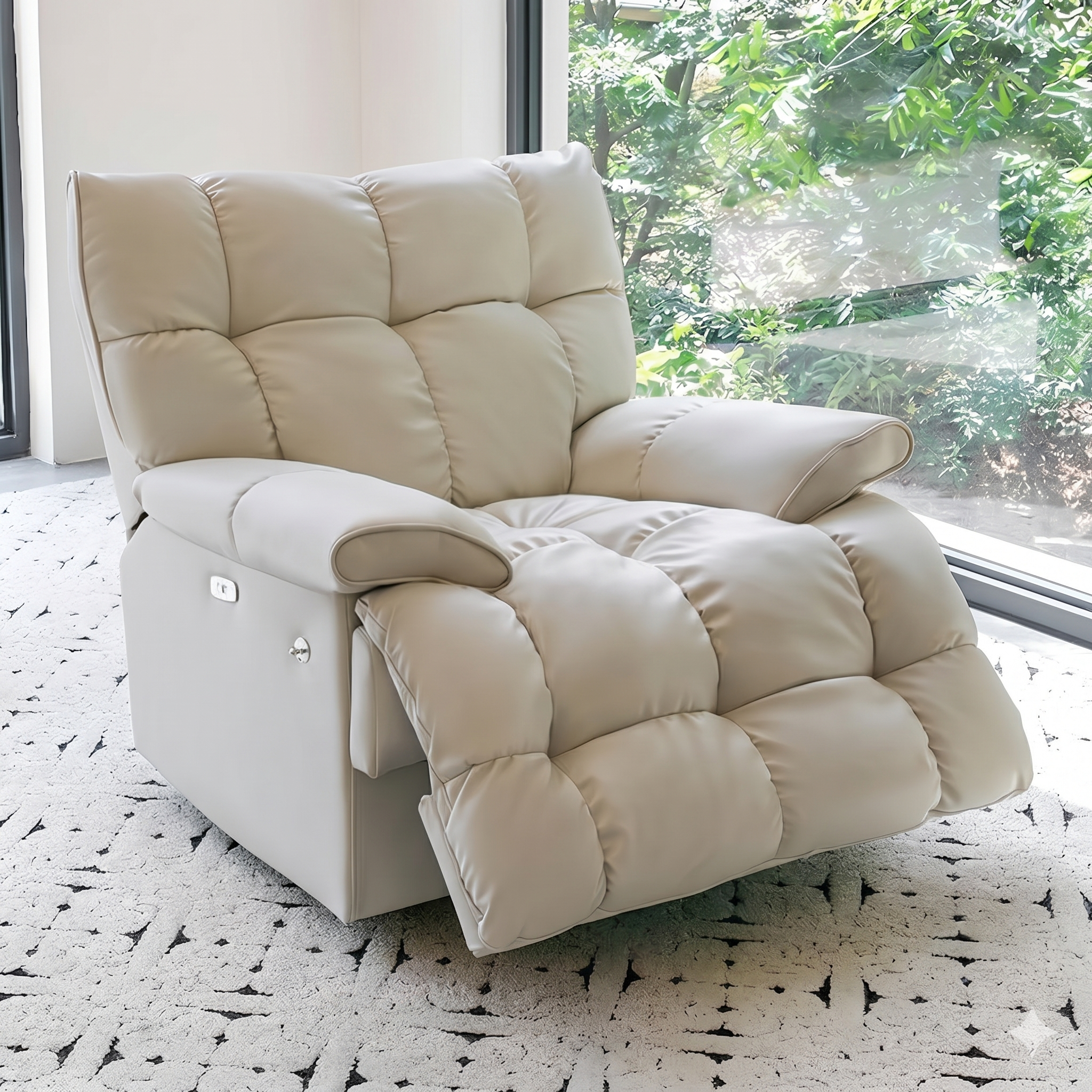 Sillón Reclinable Eléctrico con USB, Tapicería en Rojo/Beige/Mandarina, Masaje, Calefacción y Características de Enchufe Imagen principal del producto