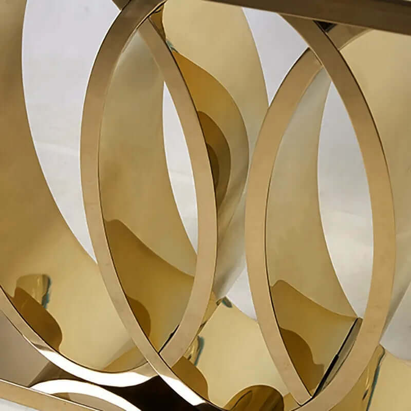 Geometric Base Console Table with Faux Marble & Stainless Steel