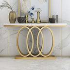 Geometric Base Console Table with Faux Marble & Stainless Steel