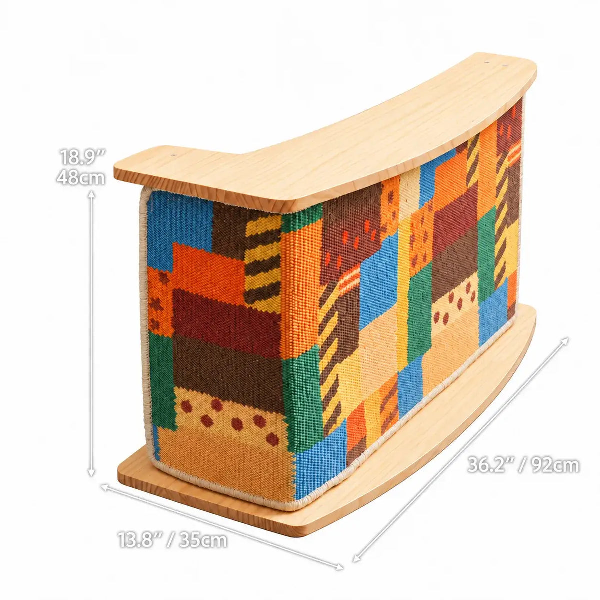 Geometric Boho Cat Scratcher Side Table With Solid Wood Storage Top