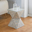 Geometric Handmade Mother of Pearl Side Table with Coastal Mosaic Flair