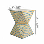 Geometric Handmade Mother of Pearl Side Table with Coastal Mosaic Flair Dimensions