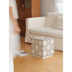 Geometric Inlay Mother of Pearl Side Table, Sculptural Pedestal Accent