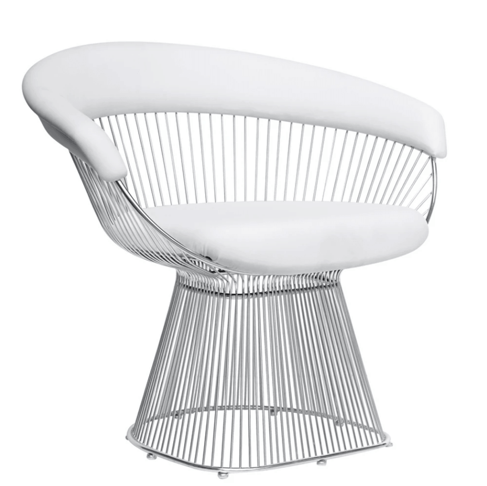 Geometric Iron Mesh Accent Chair with Sculptural Frame and Breathable Design