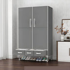Geometric Metal Wardrobe Armoire With Drawers and Soft-Close Doors