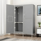 Geometric Metal Wardrobe Armoire With Drawers and Soft-Close Doors