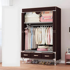 Geometric Metal Wardrobe Armoire With Drawers and Soft-Close Doors