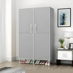 Geometric Metal Wardrobe Armoire With Drawers and Soft-Close Doors