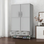 Geometric Metal Wardrobe Armoire With Drawers and Soft-Close Doors