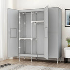 Geometric Metal Wardrobe Armoire With Drawers and Soft-Close Doors