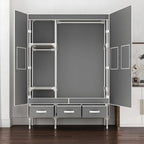 Geometric Metal Wardrobe Armoire With Drawers and Soft-Close Doors