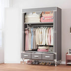 Geometric Metal Wardrobe Armoire With Drawers and Soft-Close Doors