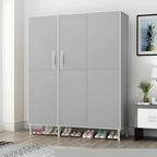Geometric Metal Wardrobe Armoire With Drawers and Soft-Close Doors