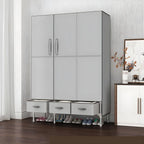 Geometric Metal Wardrobe Armoire With Drawers and Soft-Close Doors