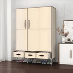 Geometric Metal Wardrobe Armoire With Drawers and Soft-Close Doors