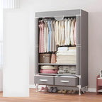 Geometric Metal Wardrobe Armoire With Drawers and Soft-Close Doors