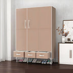Geometric Metal Wardrobe Armoire With Drawers and Soft-Close Doors