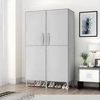 Geometric Metal Wardrobe Armoire With Drawers and Soft-Close Doors