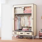 Geometric Metal Wardrobe Armoire With Drawers and Soft-Close Doors