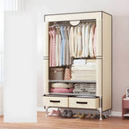 Geometric Metal Wardrobe Armoire With Drawers and Soft-Close Doors