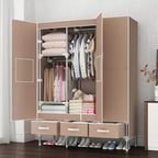 Geometric Metal Wardrobe Armoire With Drawers and Soft-Close Doors