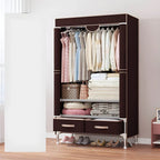 Geometric Metal Wardrobe Armoire With Drawers and Soft-Close Doors