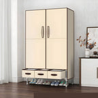 Geometric Metal Wardrobe Armoire With Drawers and Soft-Close Doors