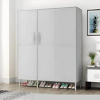 Geometric Metal Wardrobe Armoire With Drawers and Soft-Close Doors