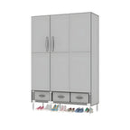 Geometric Metal Wardrobe Armoire With Drawers and Soft-Close Doors