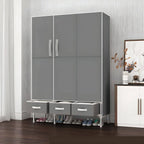 Geometric Metal Wardrobe Armoire With Drawers and Soft-Close Doors