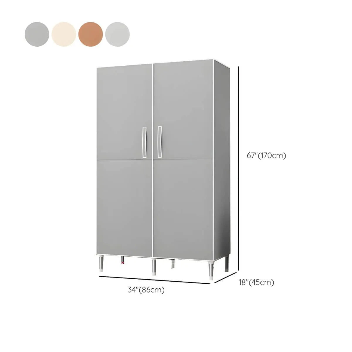 Geometric Metal Wardrobe Armoire With Drawers and Soft-Close Doors Dimensions