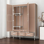 Geometric Metal Wardrobe Armoire With Drawers and Soft-Close Doors Main Product Image