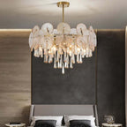 Glam 5-Tier Gold Metal Chandelier with Crystal Accents